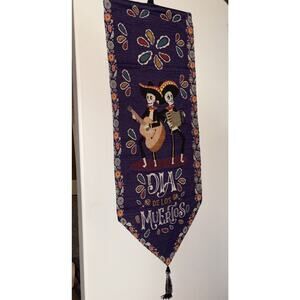 Dia De Los Muertos Day Of The Dead Wall Brocade Decor Hanging Art Skeletons NWT